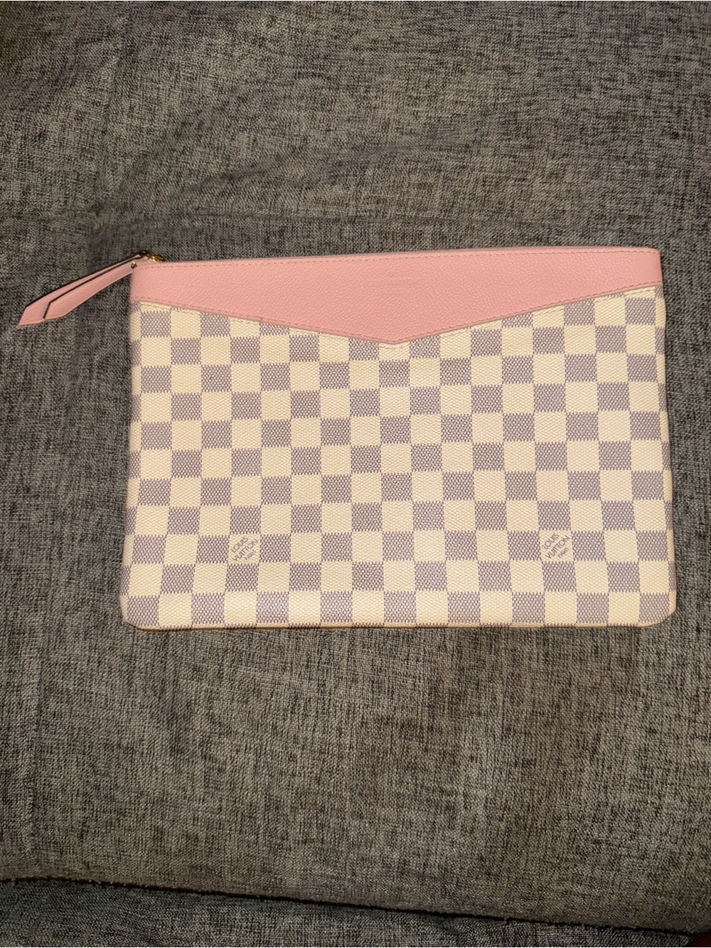 Louis Vuitton Blush Pink Leather Zip Clutch with Gold Hardware